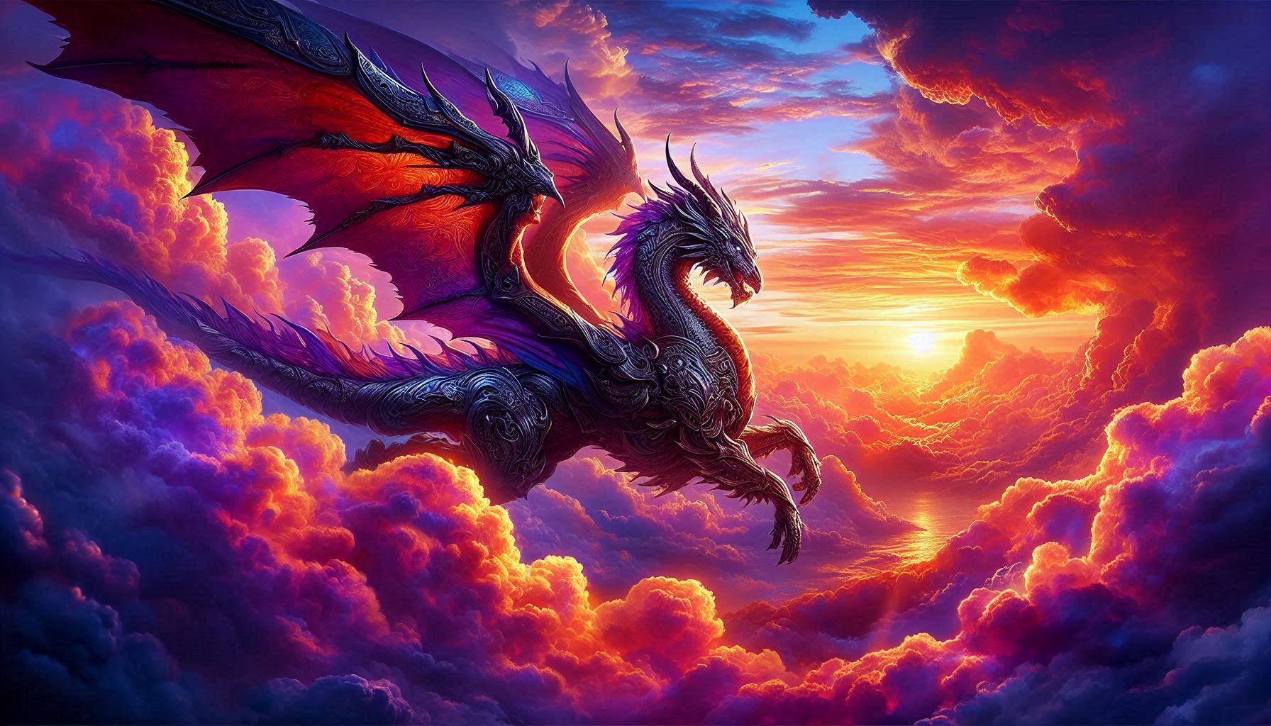 Purple dragon at sunset